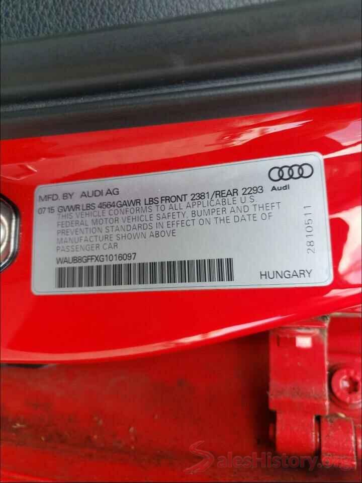 WAUB8GFFXG1016097 2016 AUDI A3