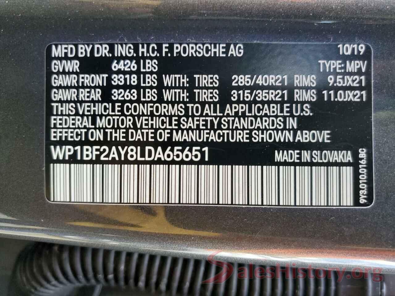 WP1BF2AY8LDA65651 2020 PORSCHE CAYENNE