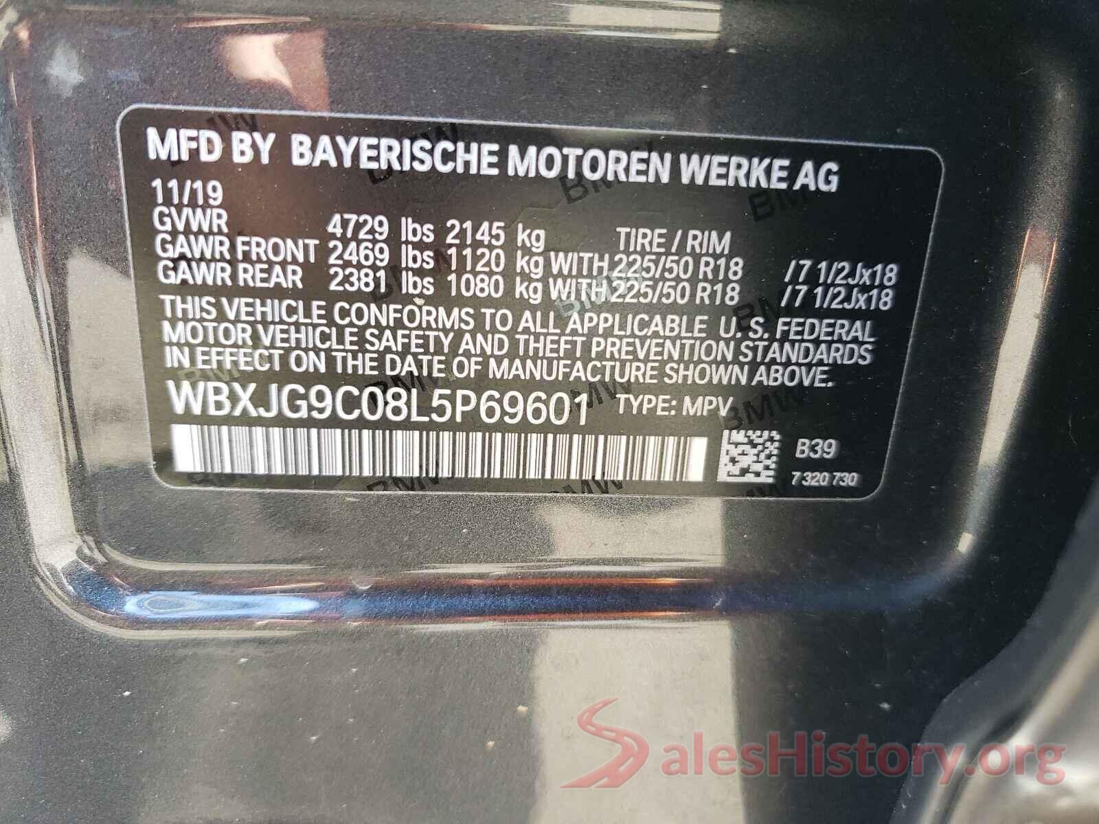 WBXJG9C08L5P69601 2020 BMW X1
