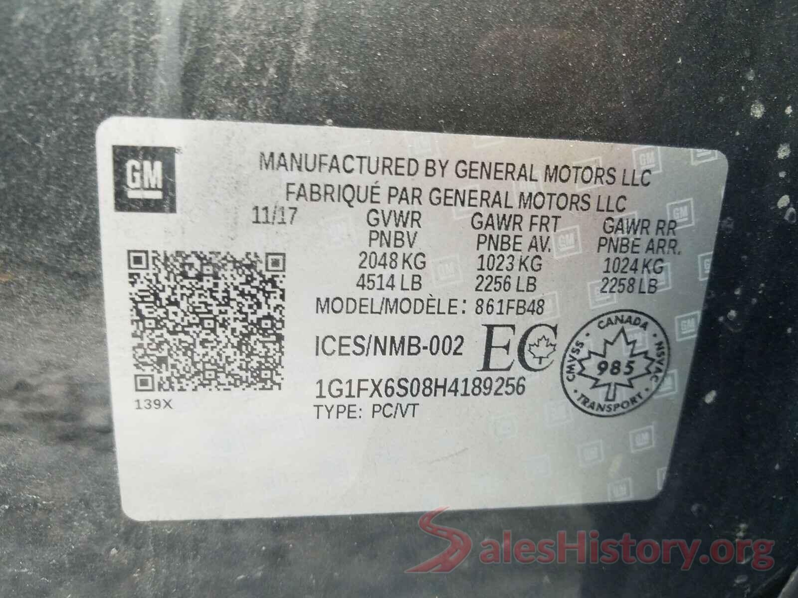 1G1FX6S08H4189256 2017 CHEVROLET BOLT