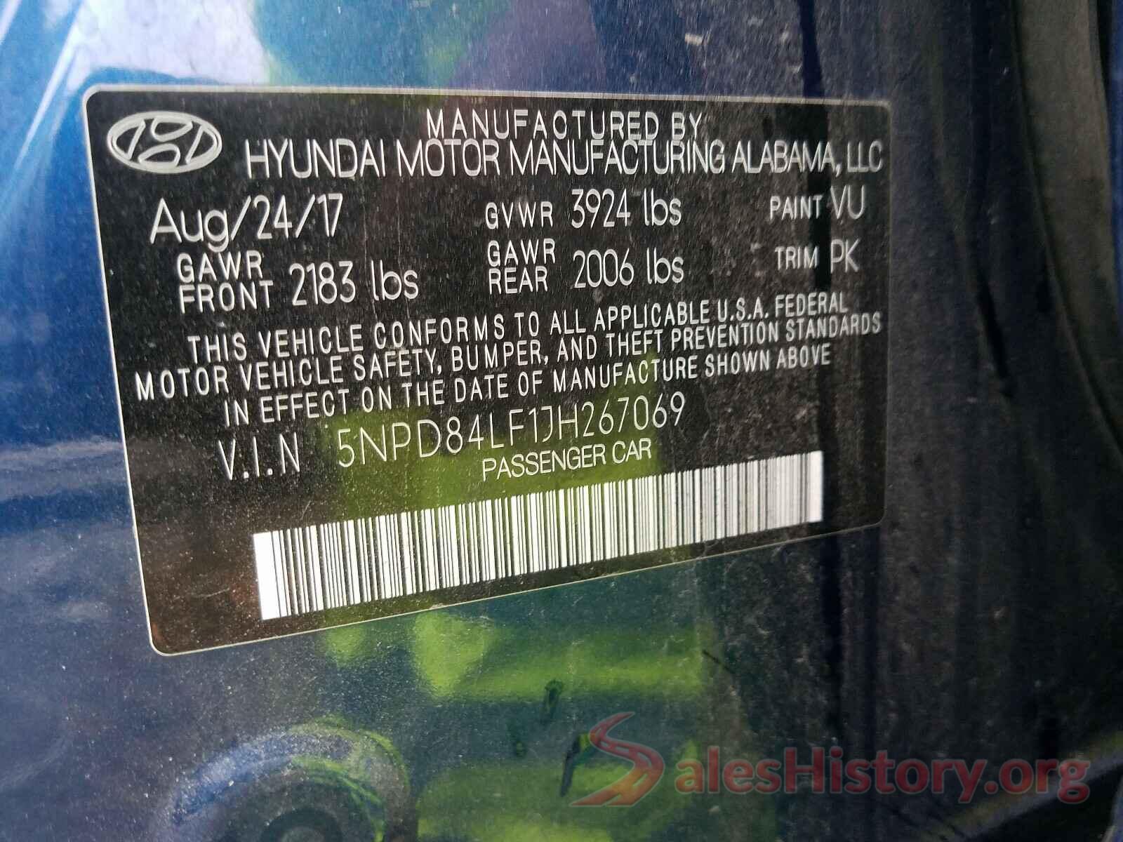 5NPD84LF1JH267069 2018 HYUNDAI ELANTRA