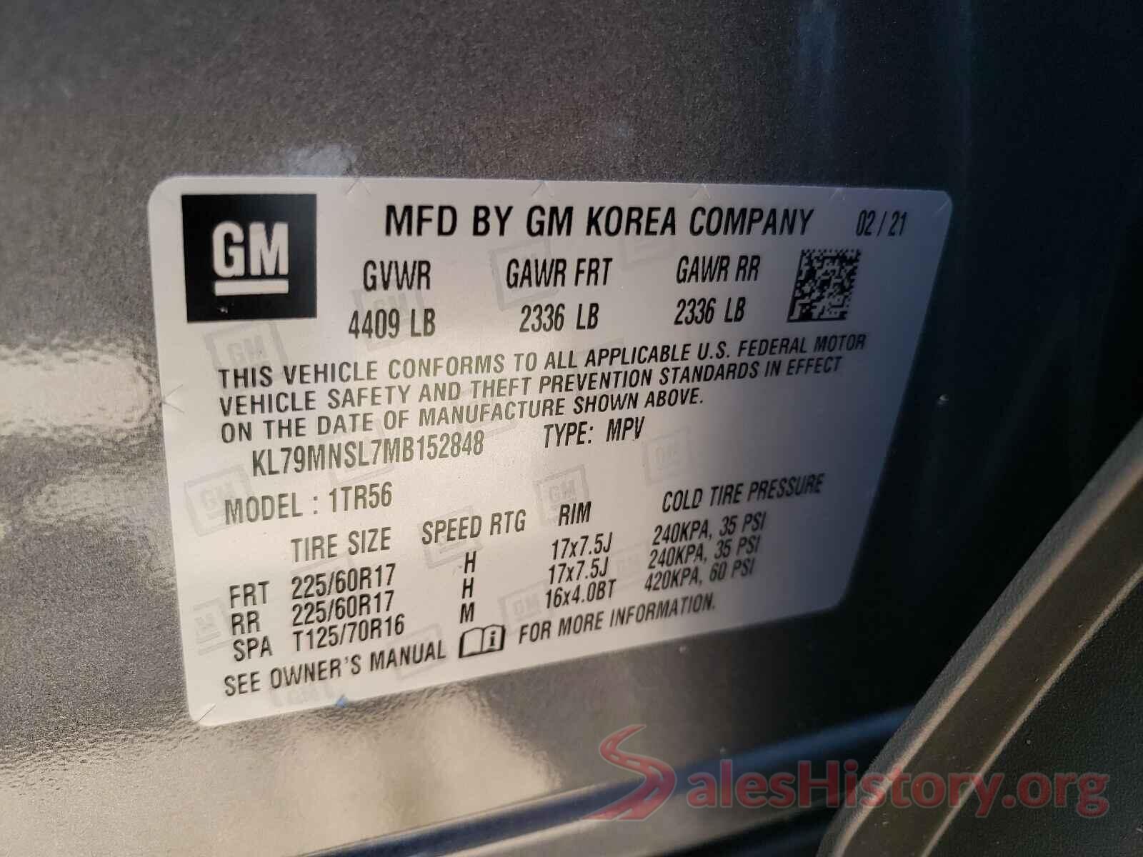 KL79MNSL7MB152848 2021 CHEVROLET TRAILBLAZE