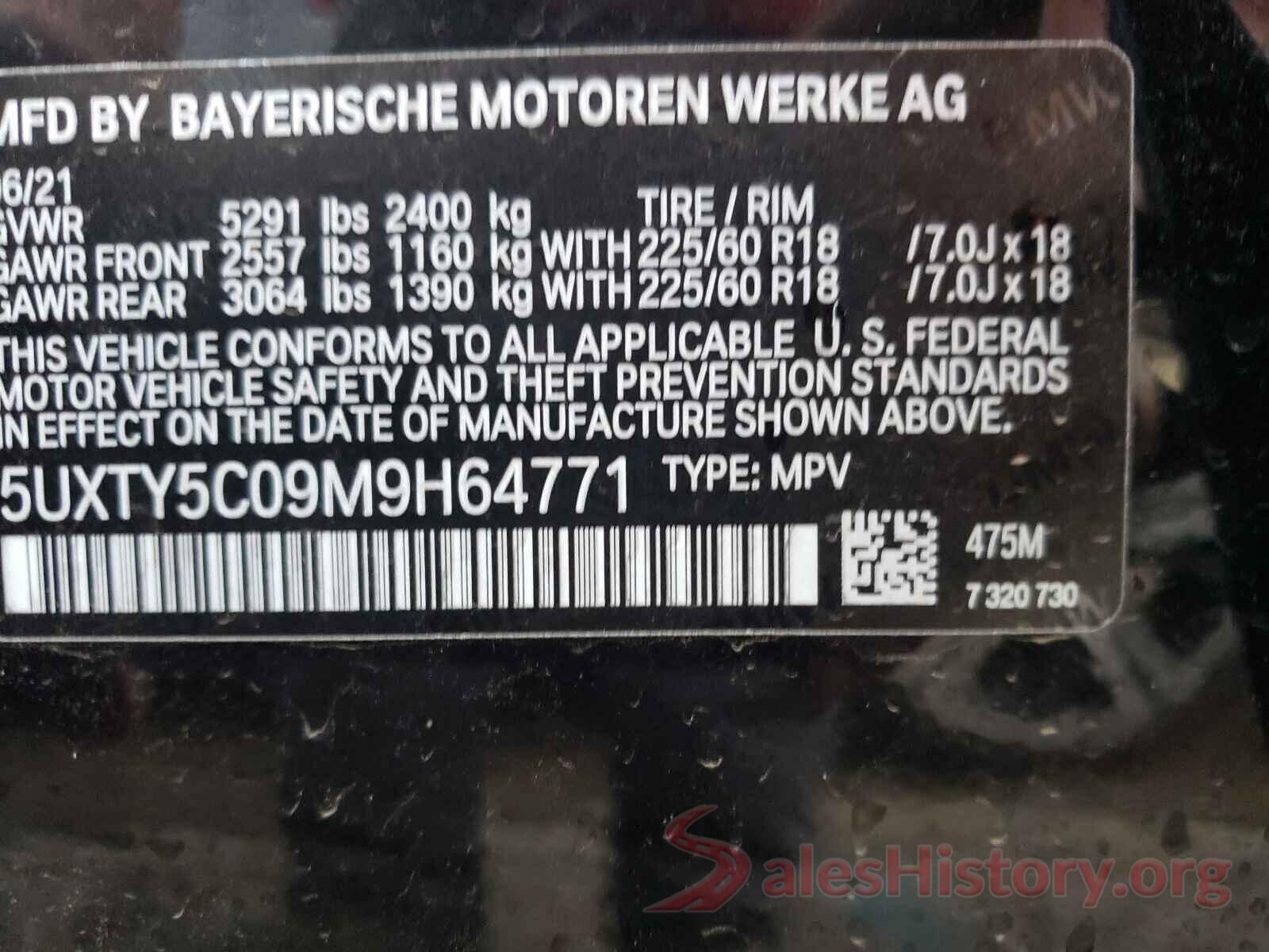 5UXTY5C09M9H64771 2021 BMW X3