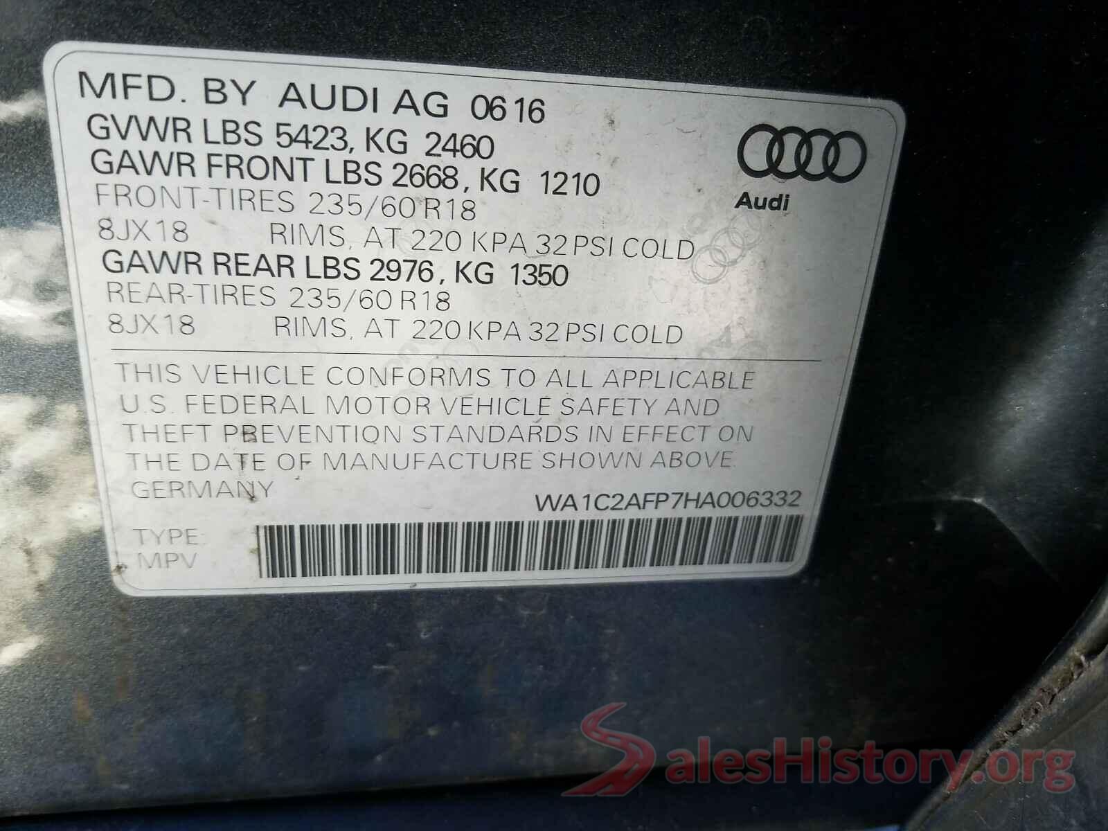 WA1C2AFP7HA006332 2017 AUDI Q5