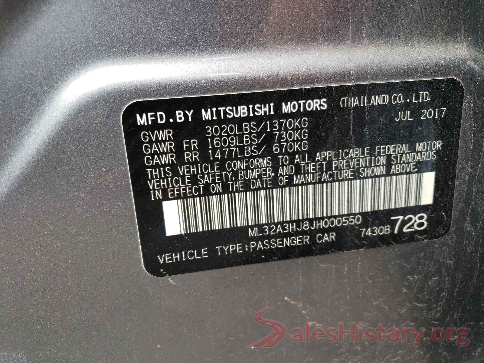 ML32A3HJ8JH000550 2018 MITSUBISHI MIRAGE