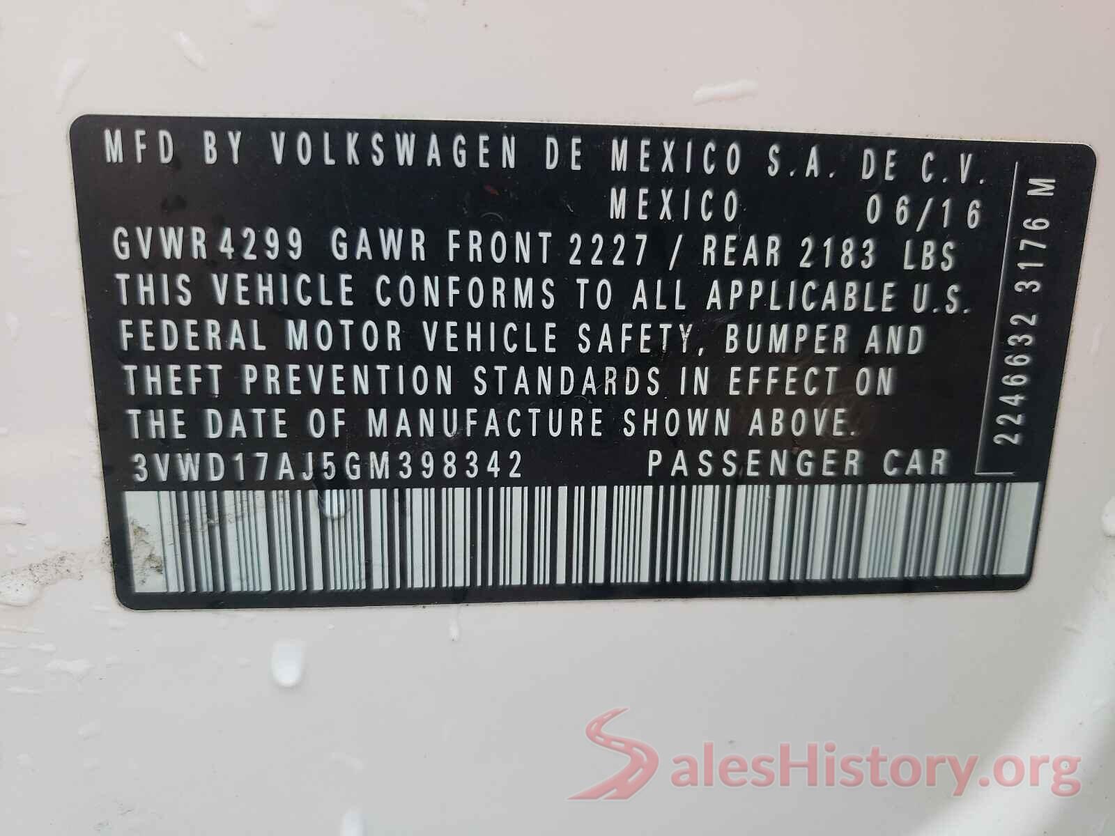 3VWD17AJ5GM398342 2016 VOLKSWAGEN JETTA