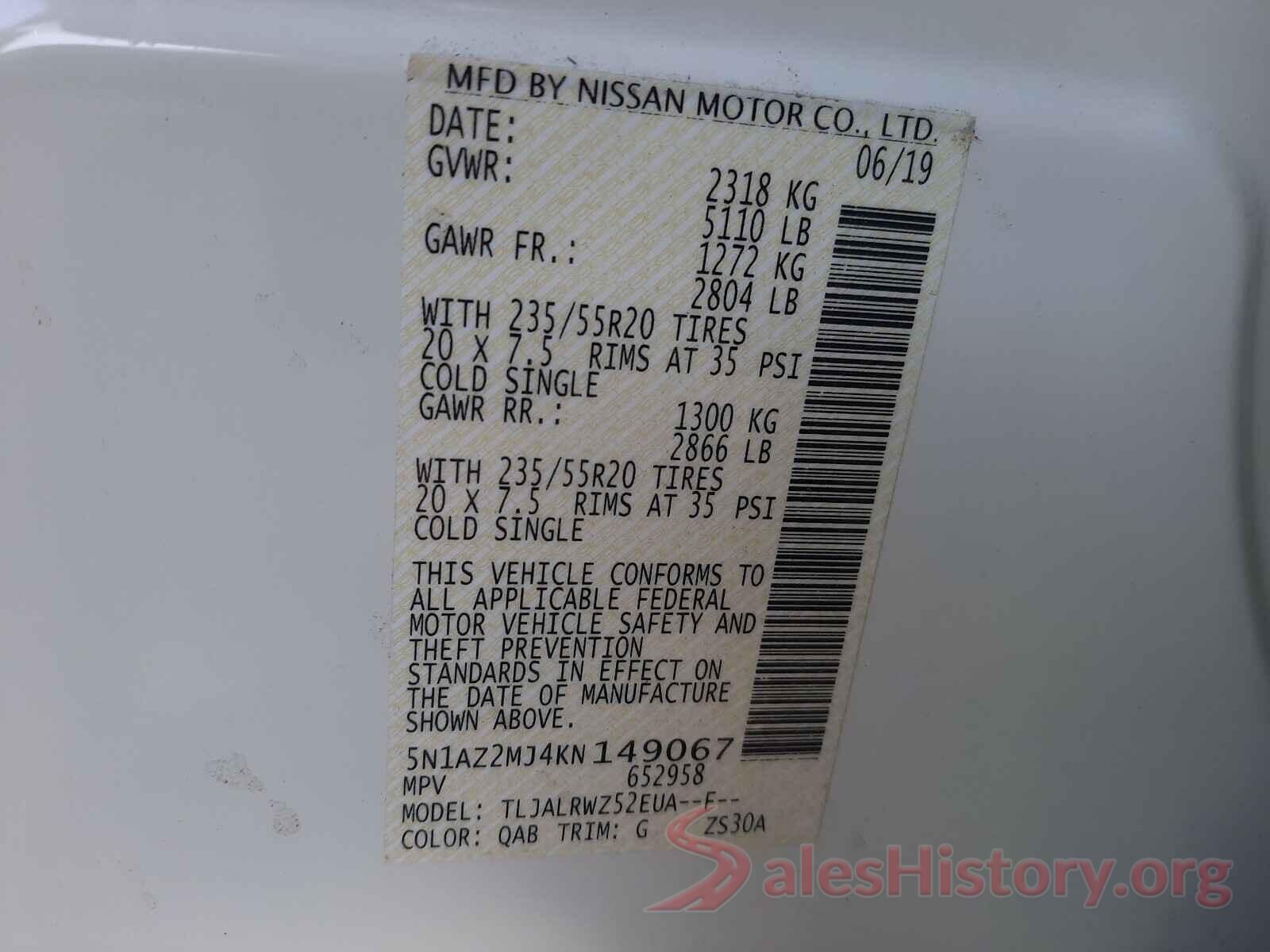 5N1AZ2MJ4KN149067 2019 NISSAN MURANO