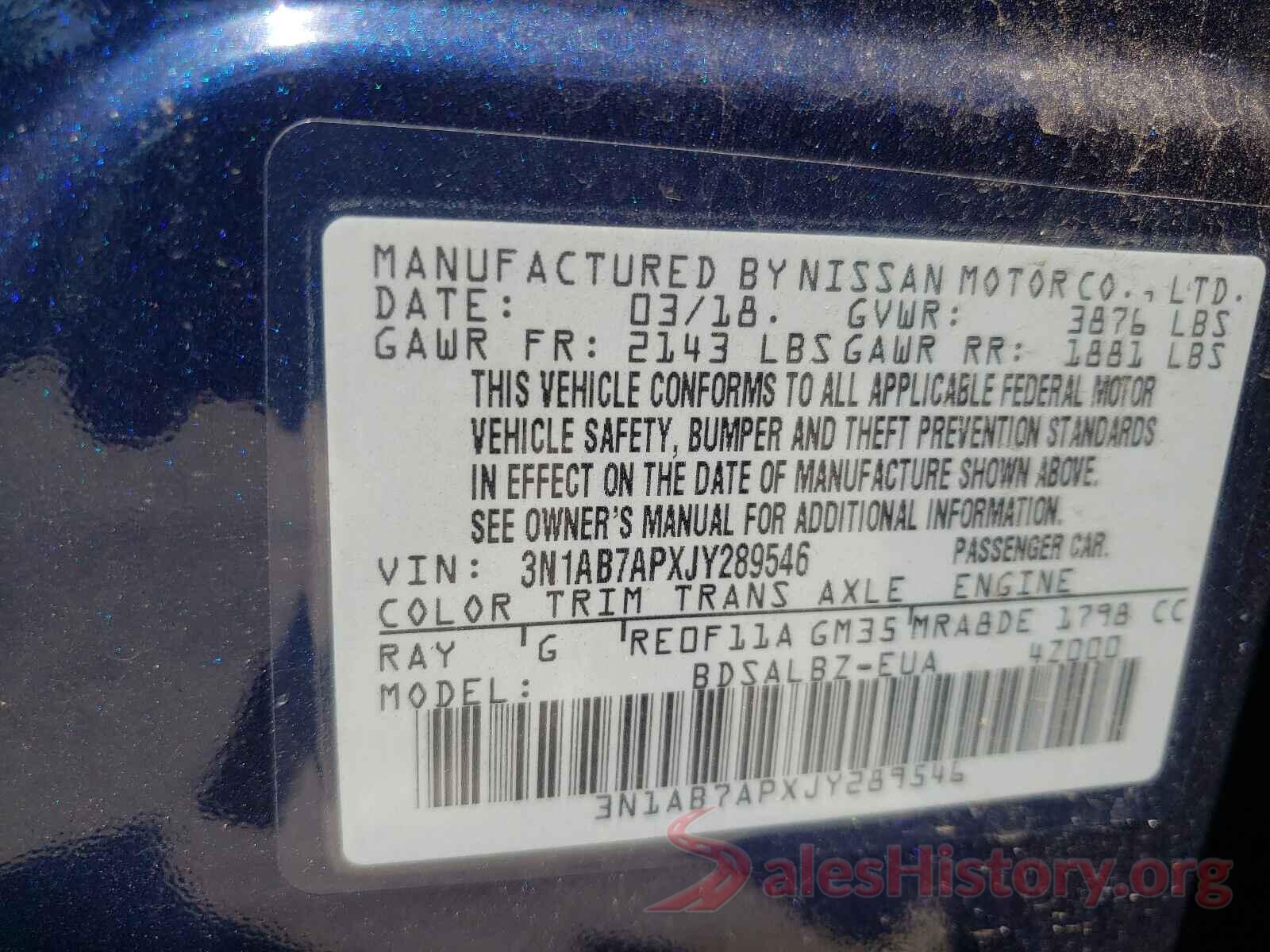 3N1AB7APXJY289546 2018 NISSAN SENTRA