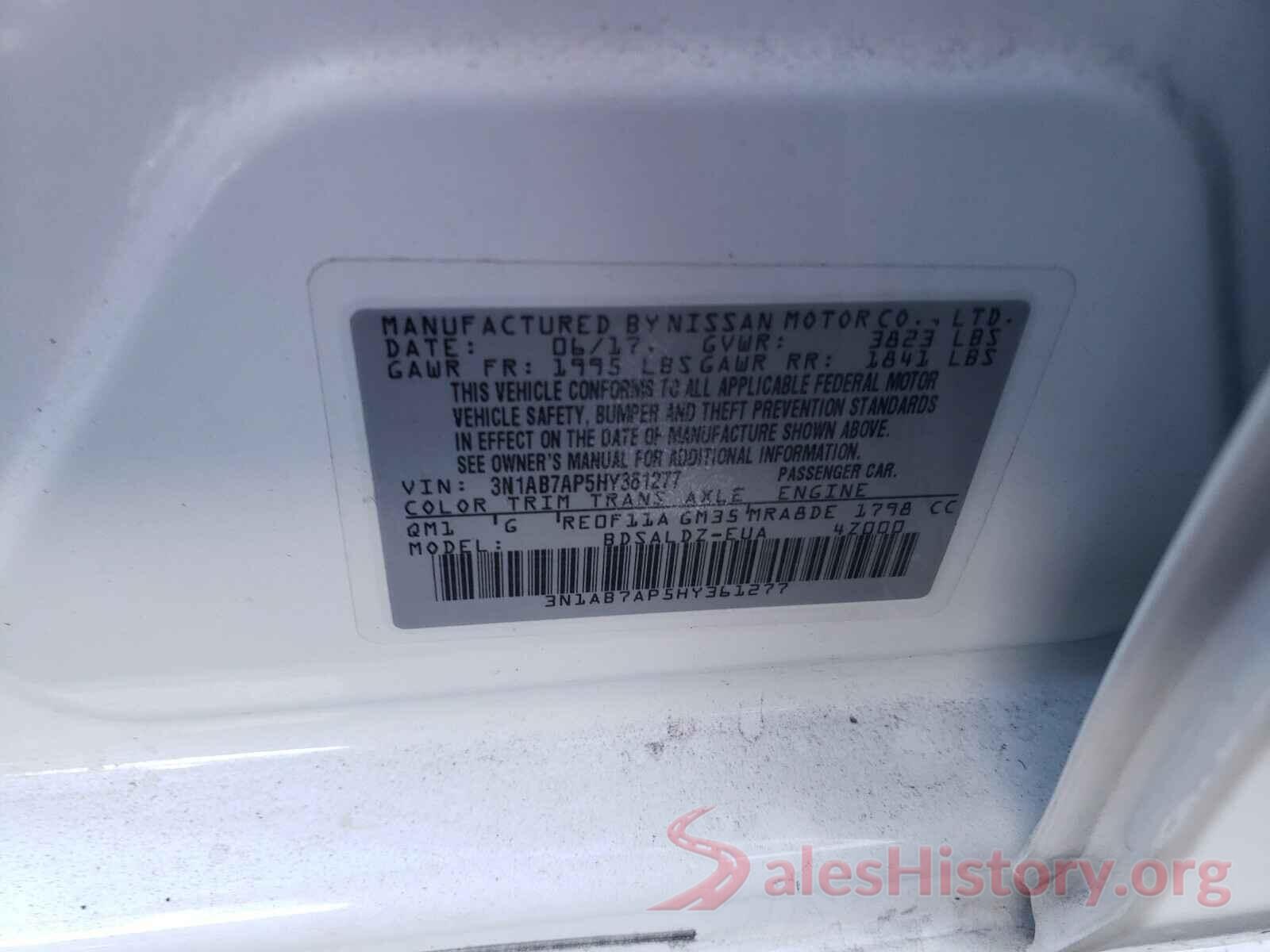 3N1AB7AP5HY361277 2017 NISSAN SENTRA