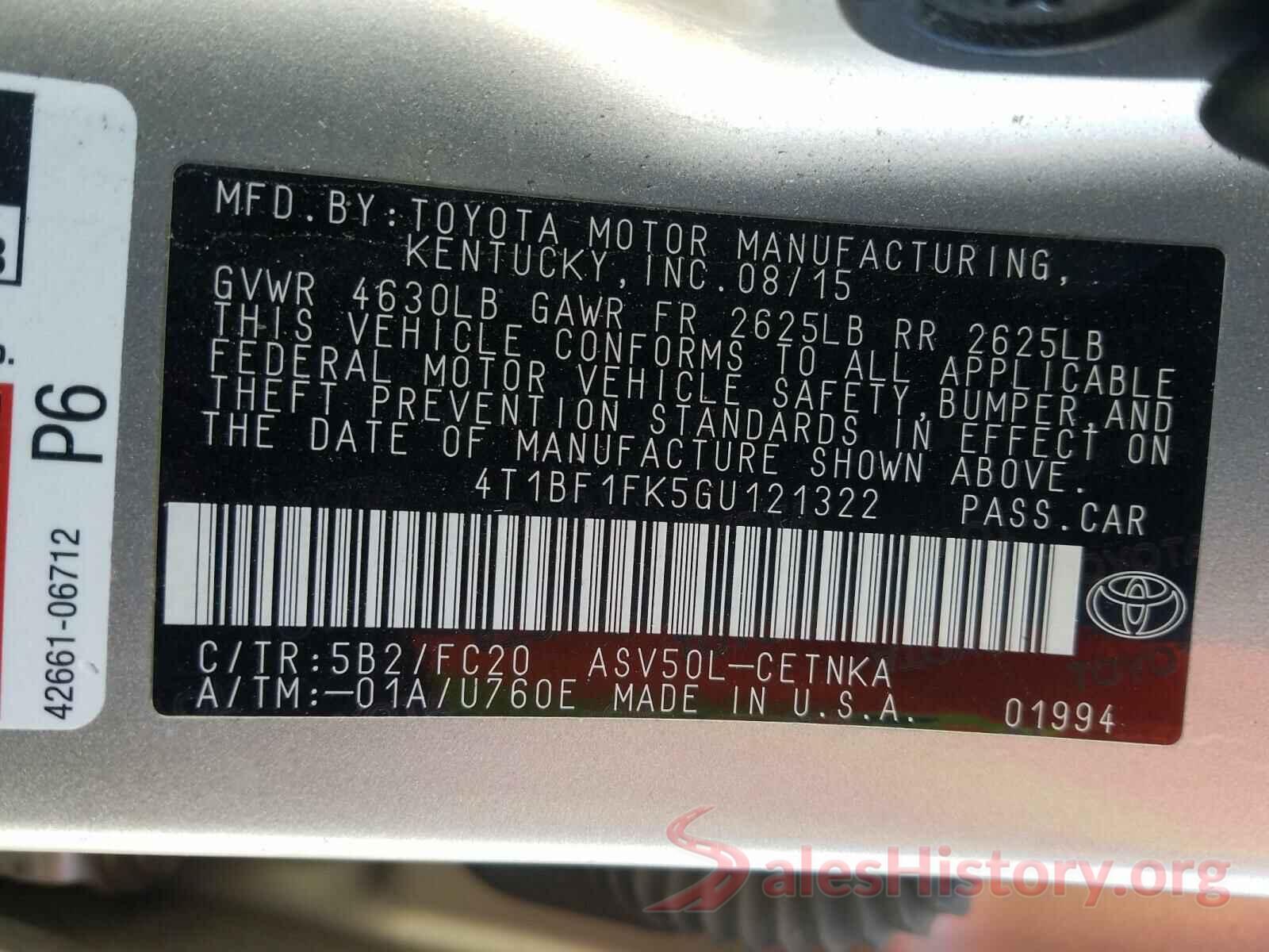 4T1BF1FK5GU121322 2016 TOYOTA CAMRY