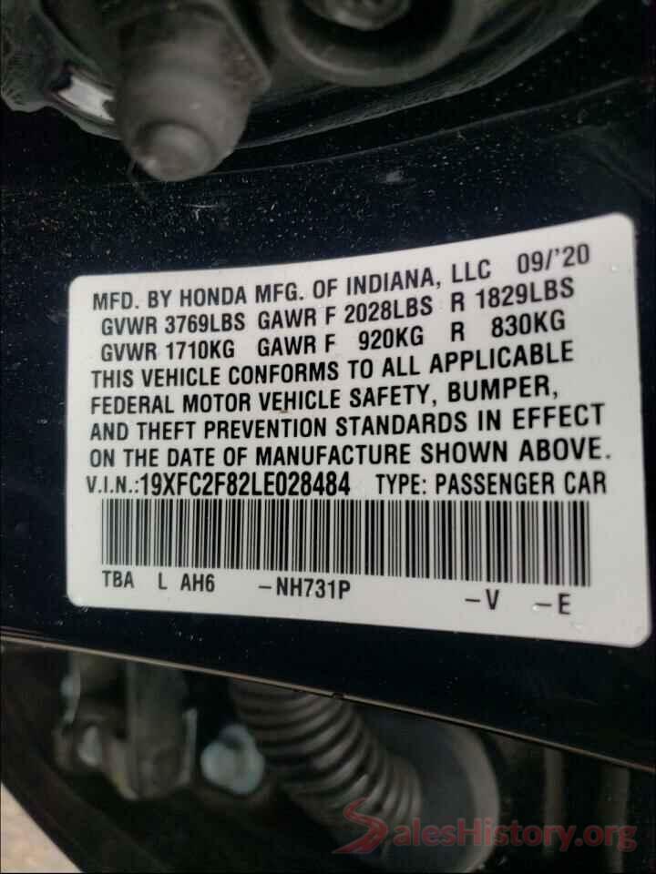 19XFC2F82LE028484 2020 HONDA CIVIC