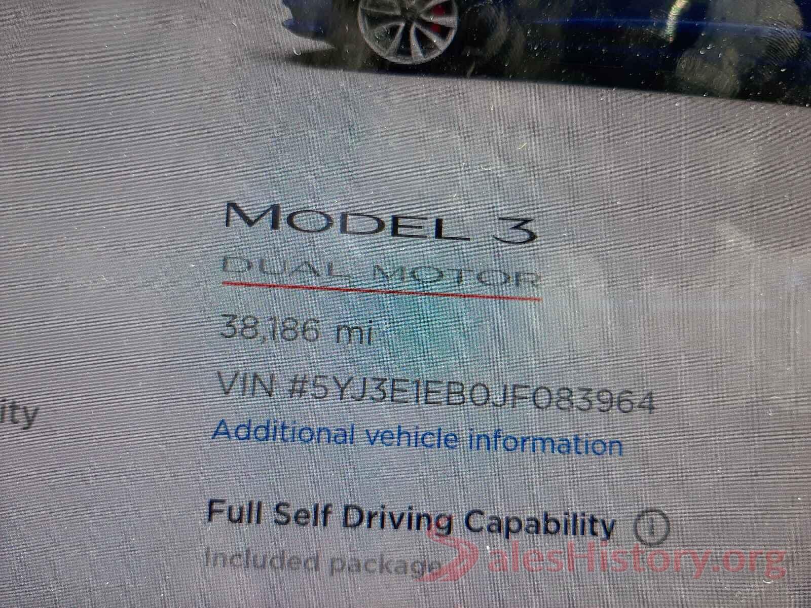 5YJ3E1EB0JF083964 2018 TESLA MODEL 3