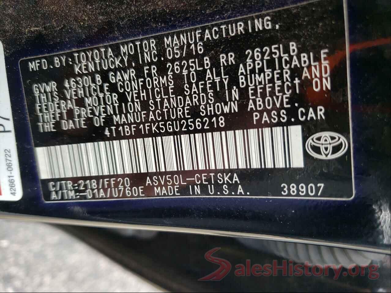 4T1BF1FK5GU256218 2016 TOYOTA CAMRY