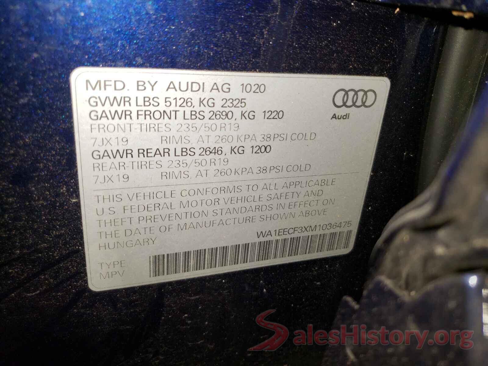 WA1EECF3XM1036475 2021 AUDI Q3