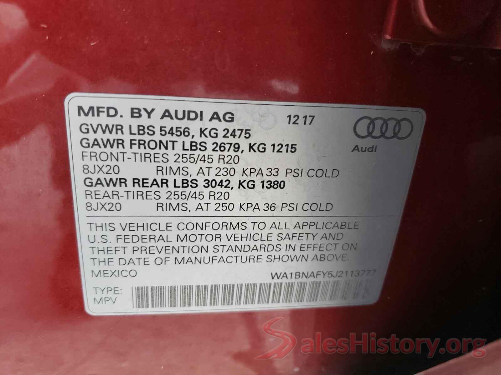 WA1BNAFY5J2113777 2018 AUDI Q5