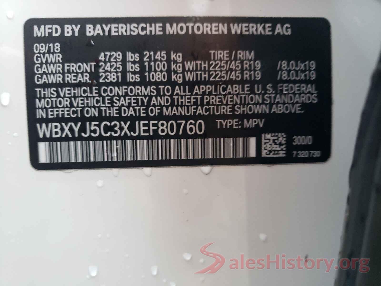 WBXYJ5C3XJEF80760 2018 BMW X2