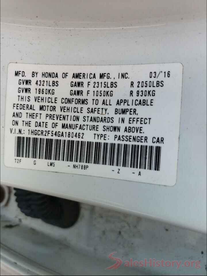 1HGCR2F54GA180462 2016 HONDA ACCORD