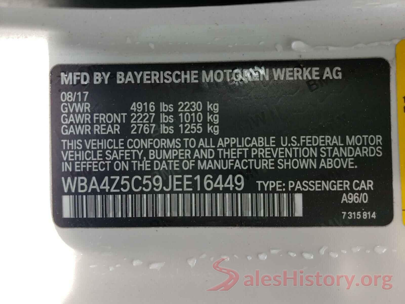 WBA4Z5C59JEE16449 2018 BMW 4 SERIES