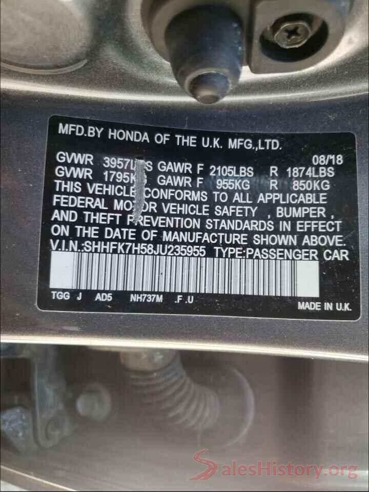 SHHFK7H58JU235955 2018 HONDA CIVIC