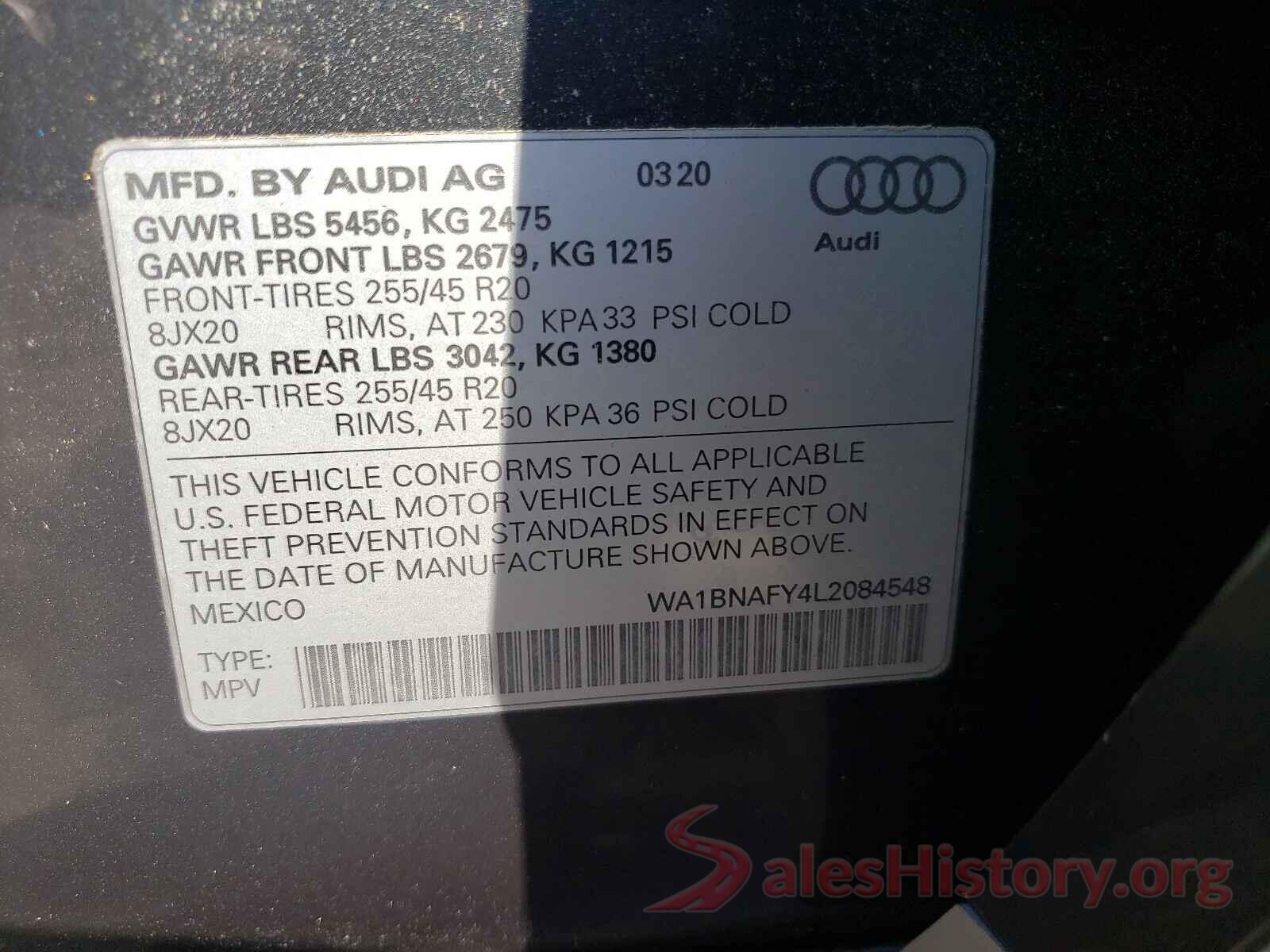 WA1BNAFY4L2084548 2020 AUDI Q5