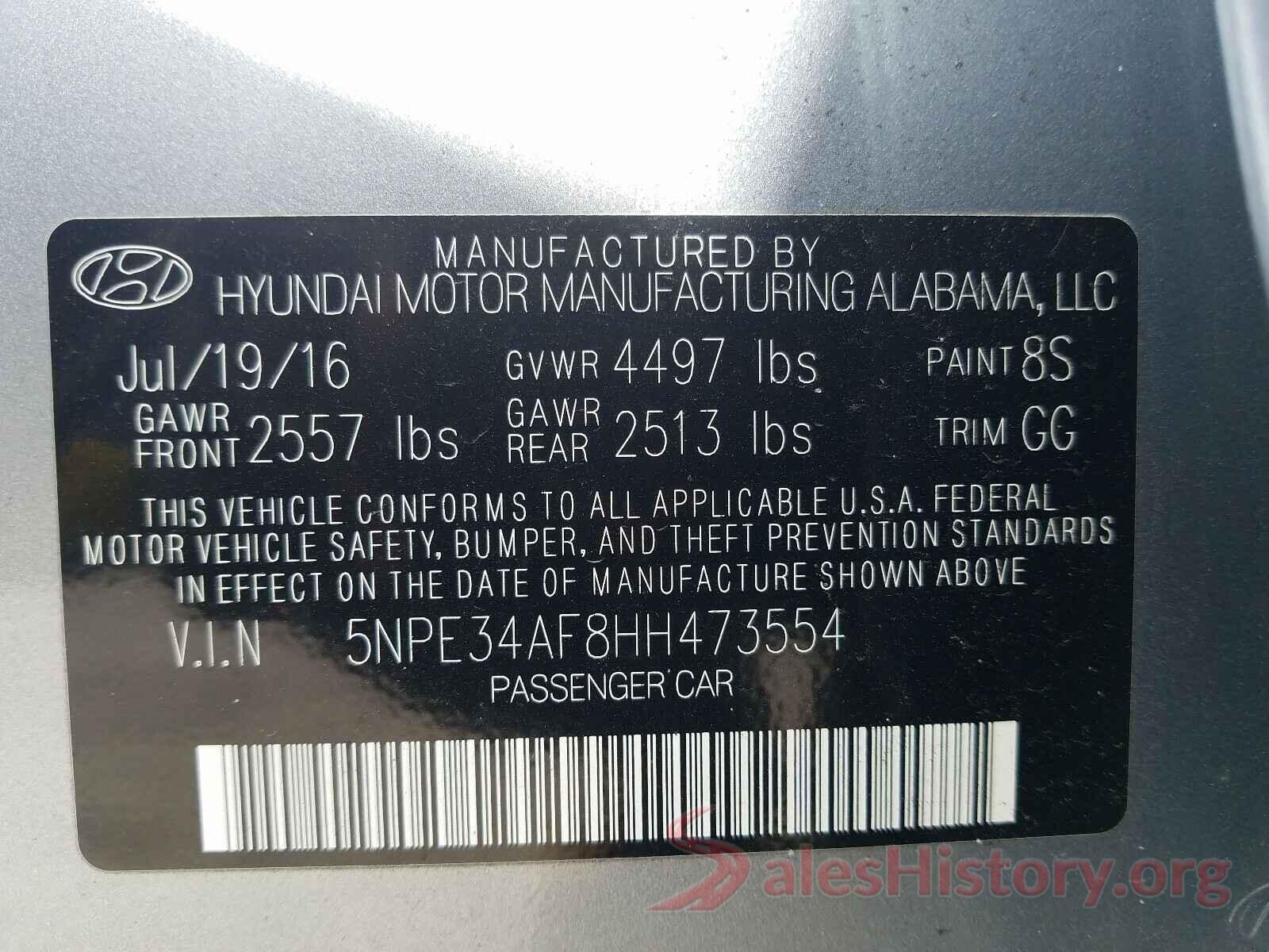 5NPE34AF8HH473554 2017 HYUNDAI SONATA