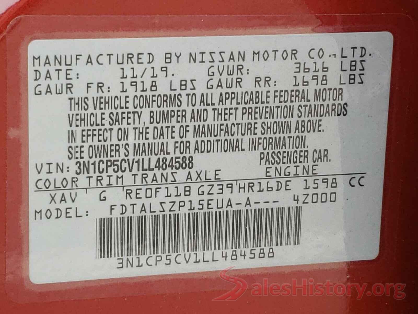 3N1CP5CV1LL484588 2020 NISSAN KICKS