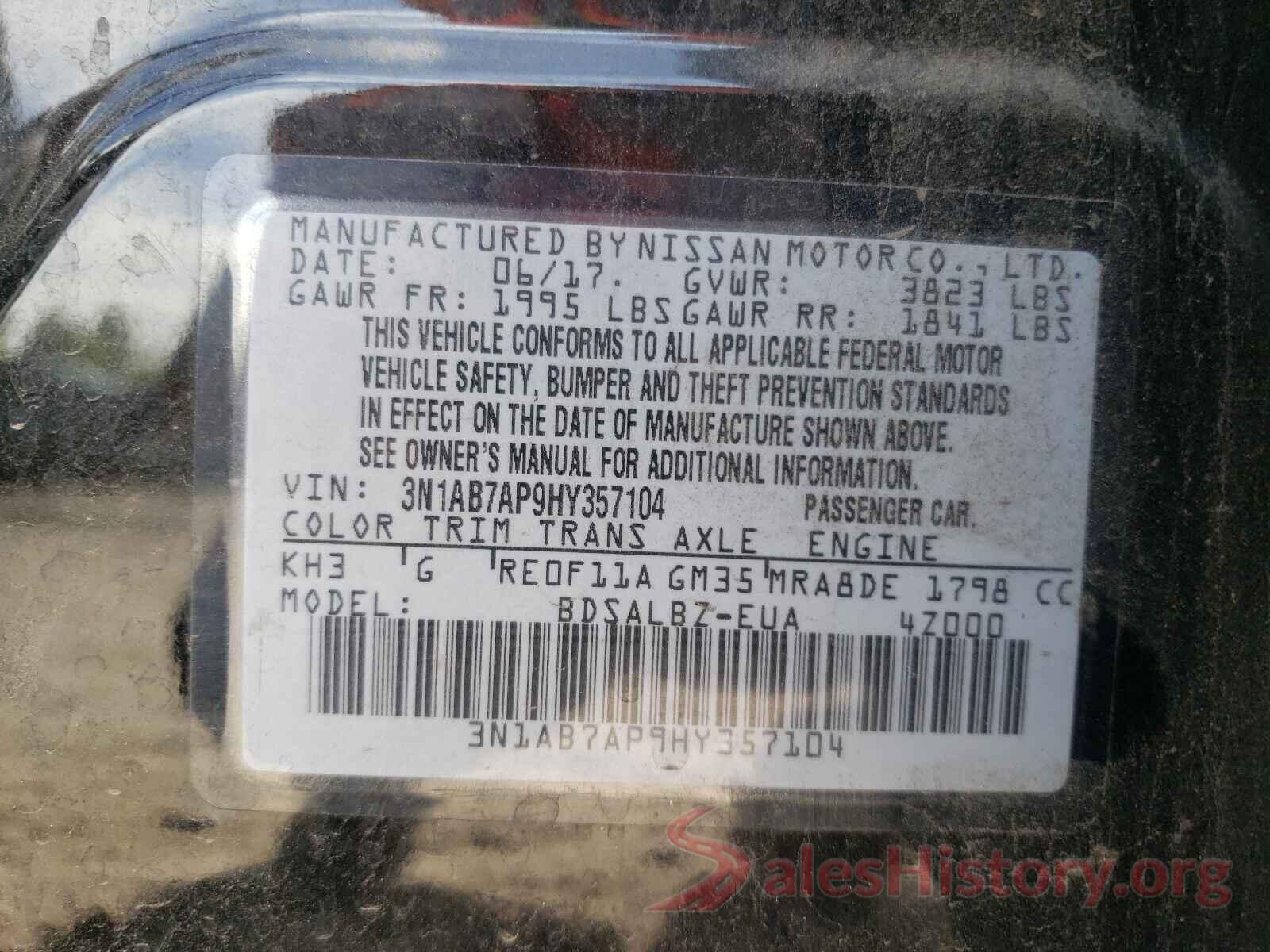 3N1AB7AP9HY357104 2017 NISSAN SENTRA