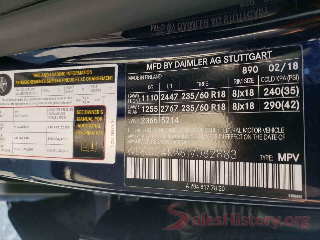 WDC0G4KB8JV082883 2018 MERCEDES-BENZ GLC-CLASS