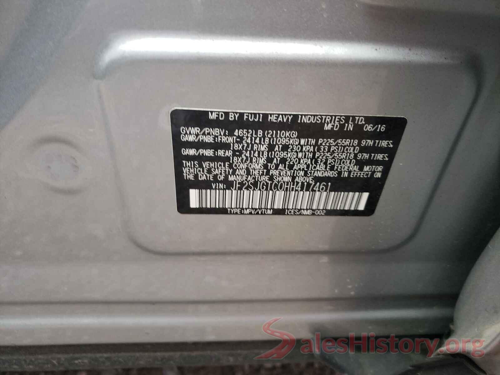 JF2SJGTC0HH417461 2017 SUBARU FORESTER