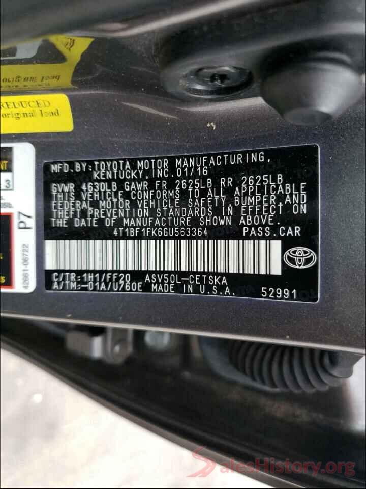 4T1BF1FK6GU563364 2016 TOYOTA CAMRY