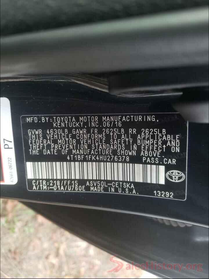 4T1BF1FK4HU276378 2017 TOYOTA CAMRY