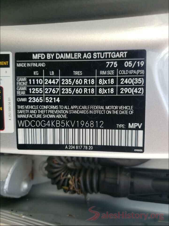 WDC0G4KB5KV196812 2019 MERCEDES-BENZ GLC-CLASS