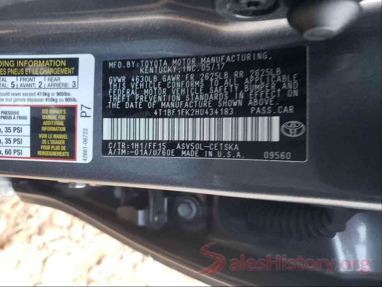 4T1BF1FK2HU434183 2017 TOYOTA CAMRY