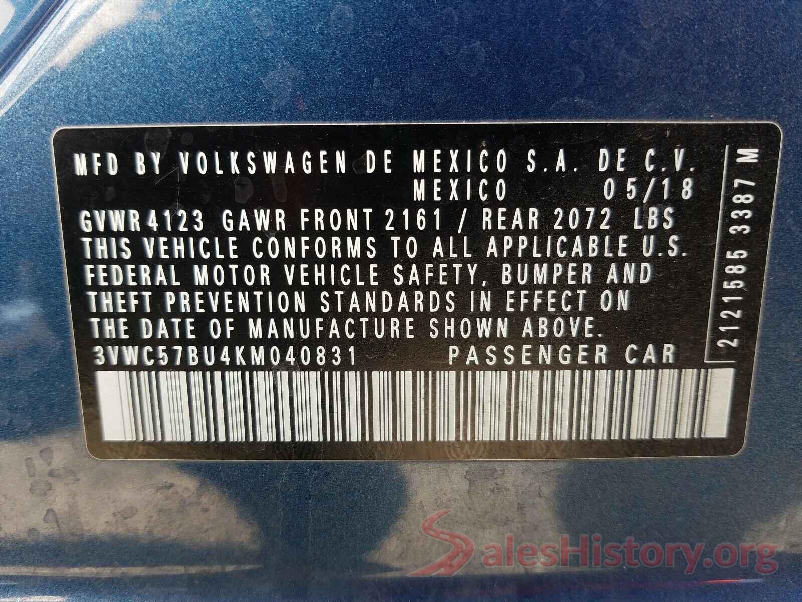 3VWC57BU4KM040831 2019 VOLKSWAGEN JETTA