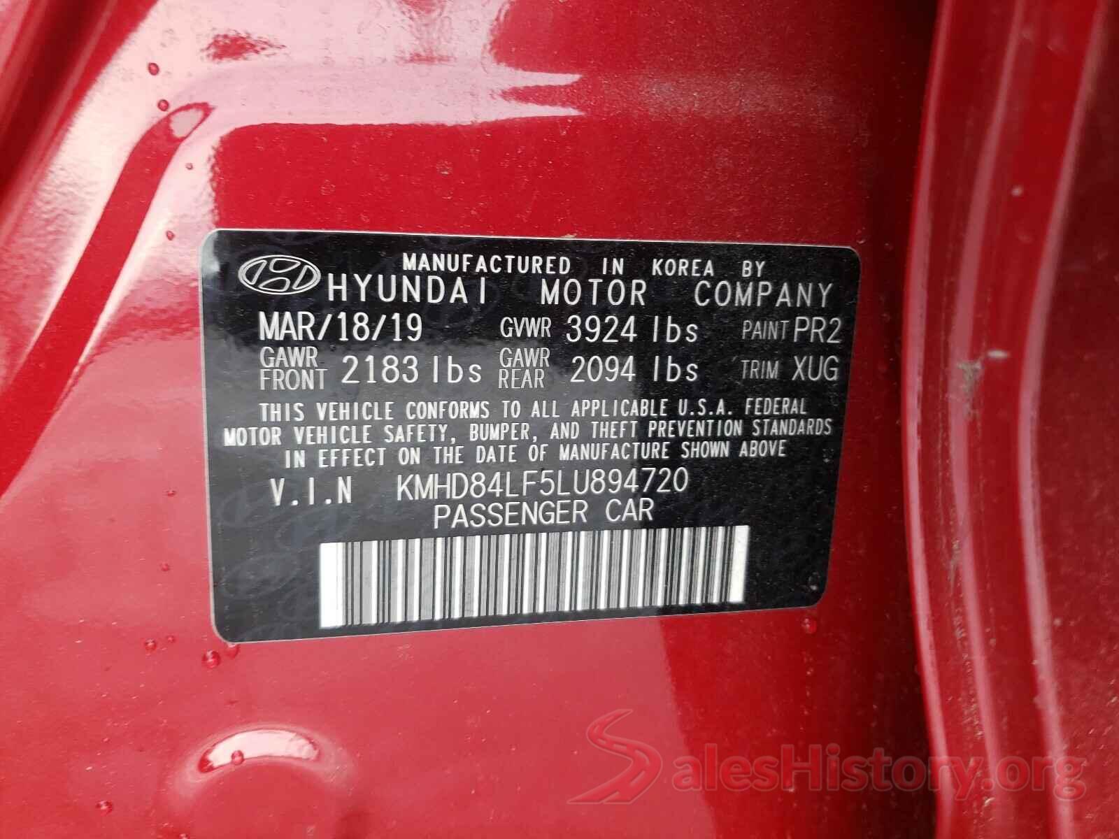 KMHD84LF5LU894720 2020 HYUNDAI ELANTRA