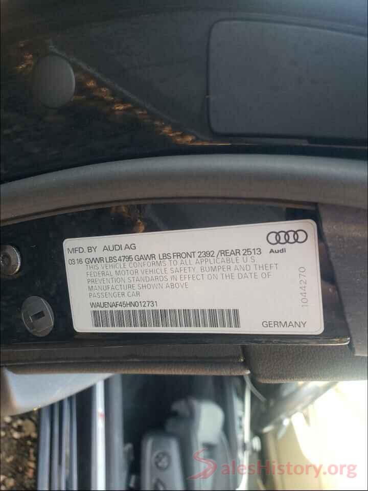 WAUENAF45HN012731 2017 AUDI A4