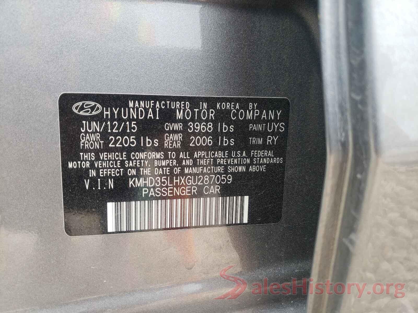 KMHD35LHXGU287059 2016 HYUNDAI ELANTRA