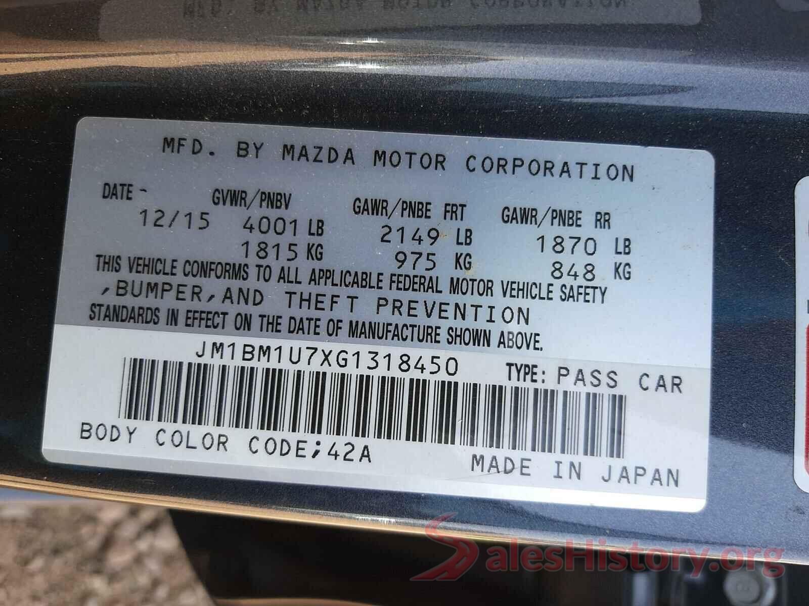 JM1BM1U7XG1318450 2016 MAZDA 3