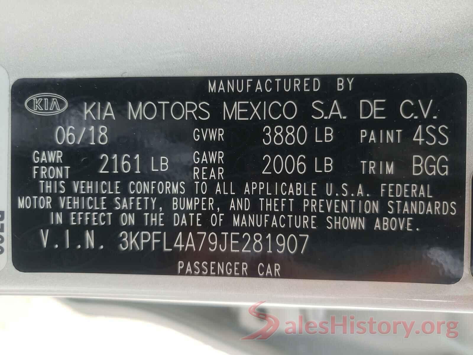 3KPFL4A79JE281907 2018 KIA FORTE