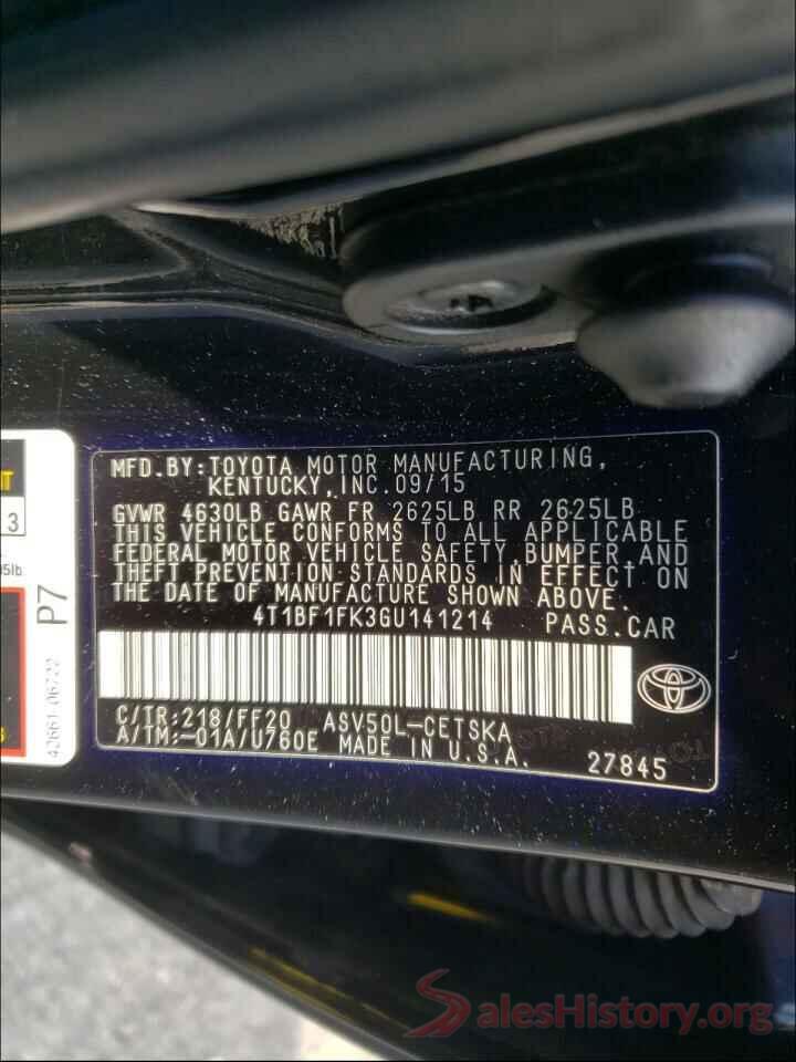 4T1BF1FK3GU141214 2016 TOYOTA CAMRY