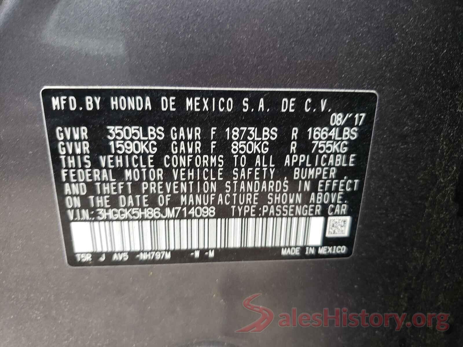 3HGGK5H86JM714098 2018 HONDA FIT