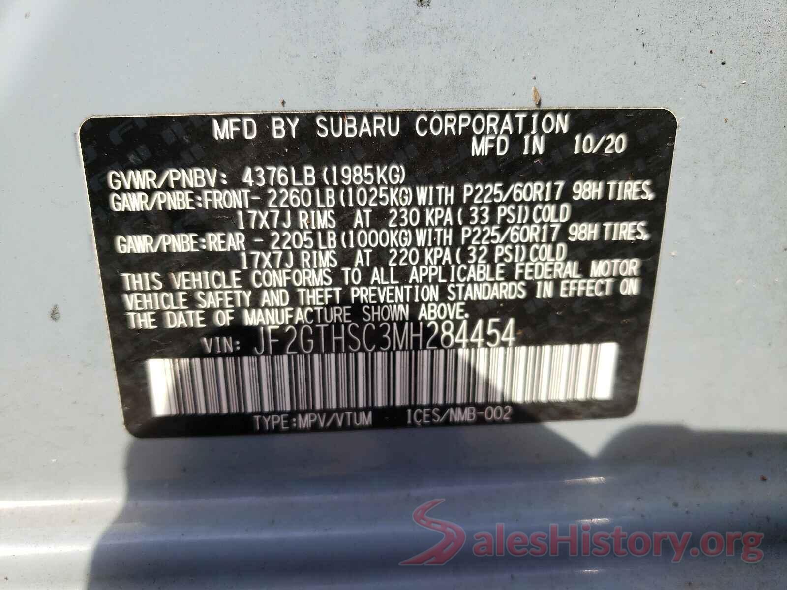 JF2GTHSC3MH284454 2021 SUBARU CROSSTREK