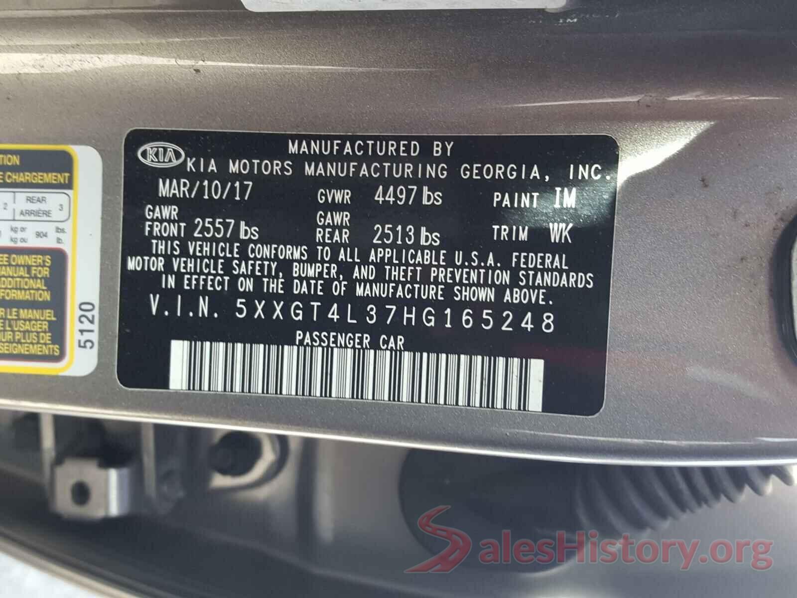 5XXGT4L37HG165248 2017 KIA OPTIMA