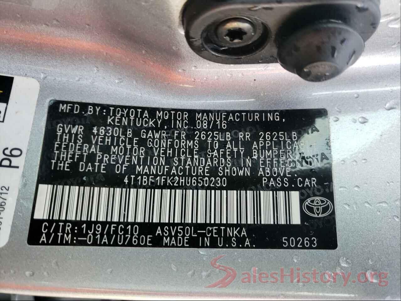 4T1BF1FK2HU650230 2017 TOYOTA CAMRY