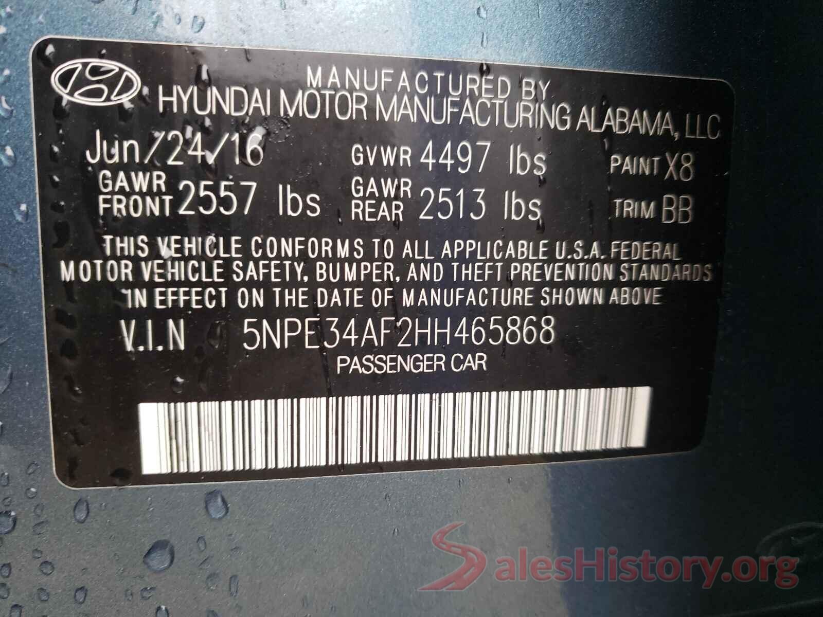 5NPE34AF2HH465868 2017 HYUNDAI SONATA