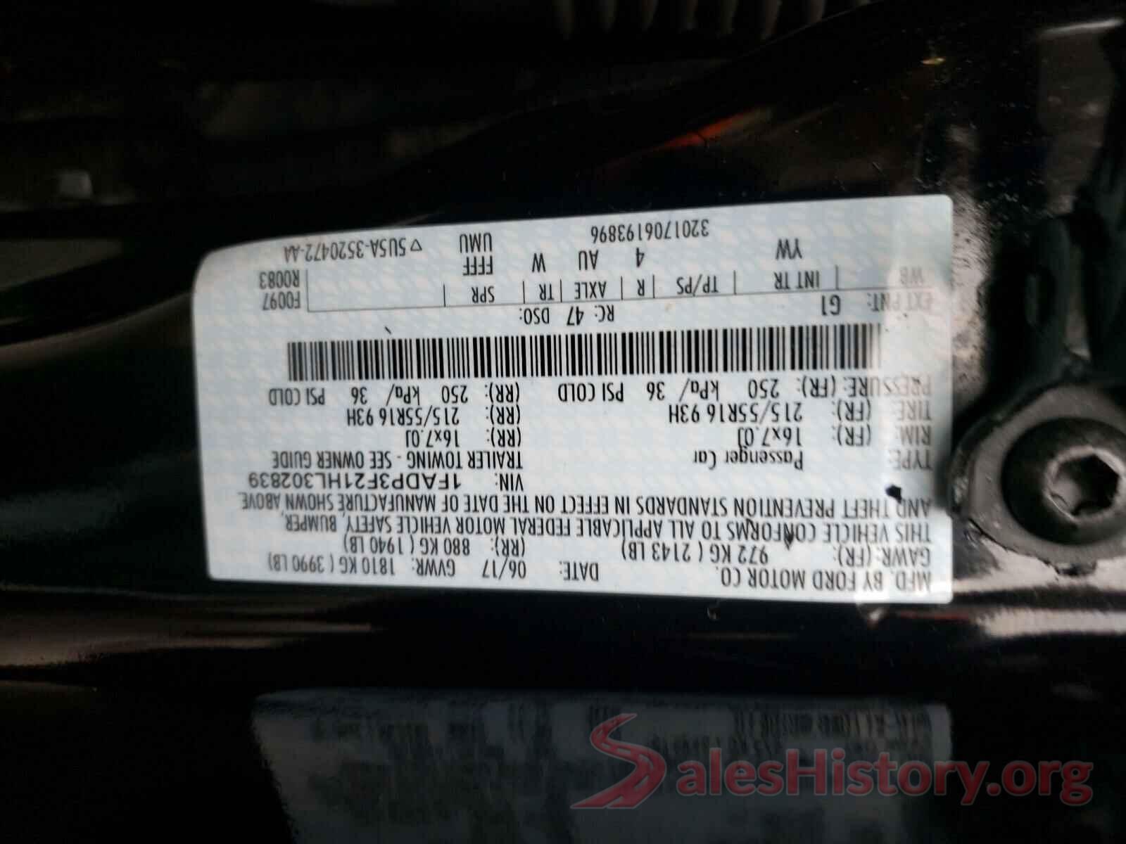 1FADP3F21HL302839 2017 FORD FOCUS