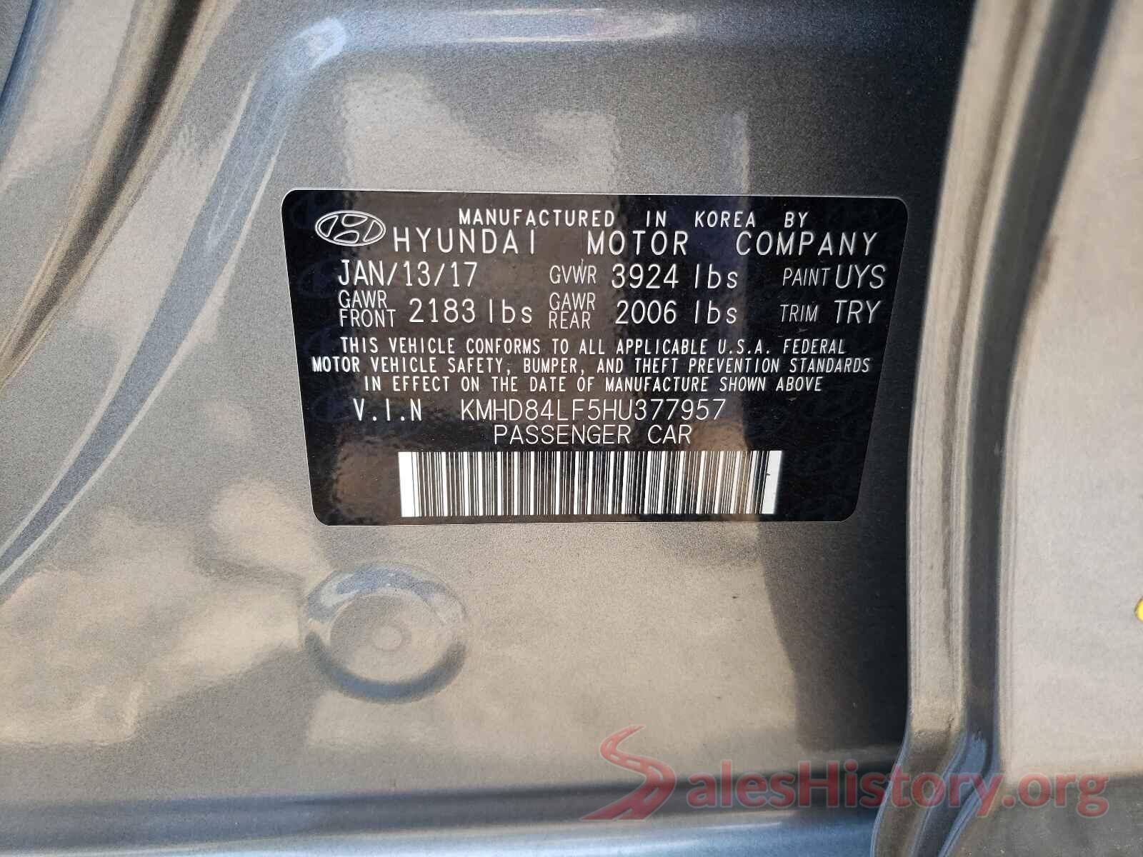 KMHD84LF5HU377957 2017 HYUNDAI ELANTRA