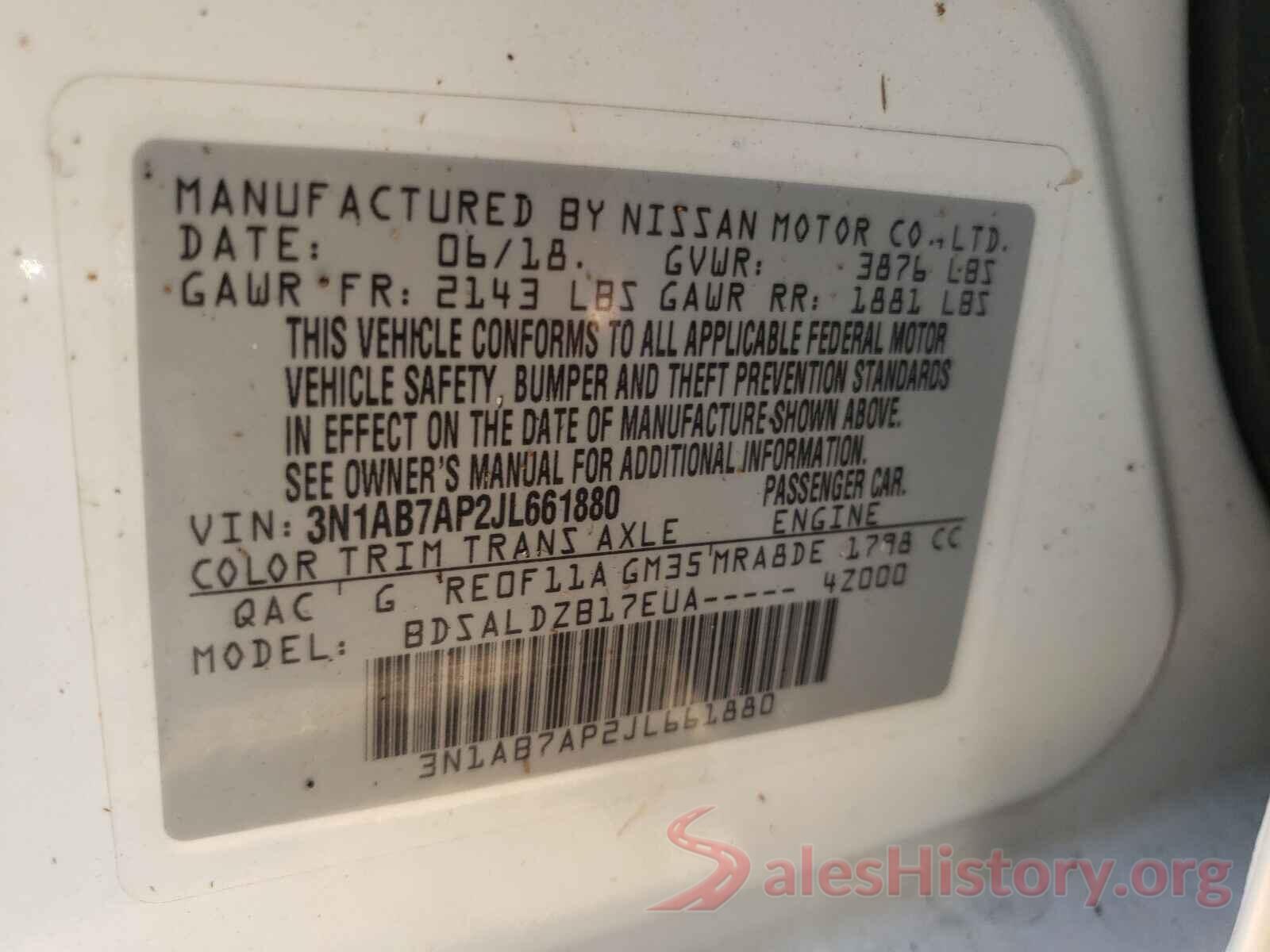 3N1AB7AP2JL661880 2018 NISSAN SENTRA