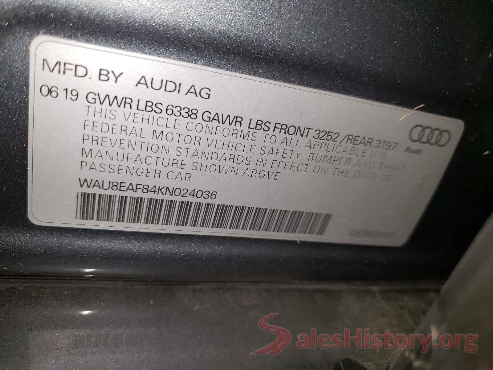 WAU8EAF84KN024036 2019 AUDI A8