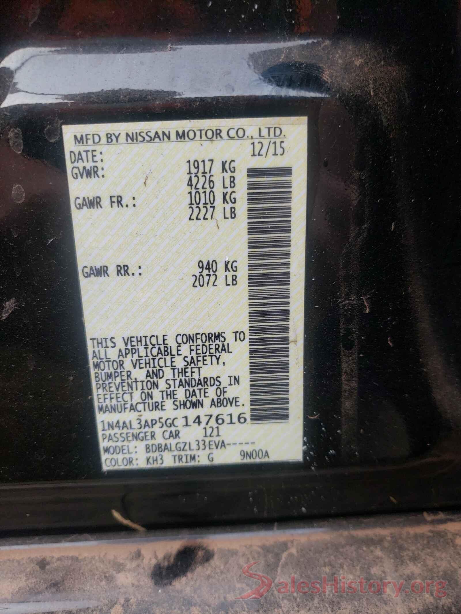 1N4AL3AP5GC147616 2016 NISSAN ALTIMA